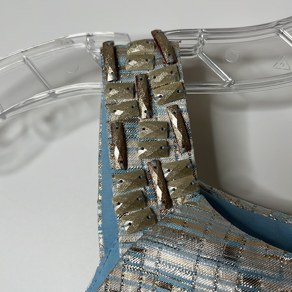 Aiden Mattox Womens Sheath Dress blue Adornments Sleeveless silver Size 2 - Picture 2 of 9
